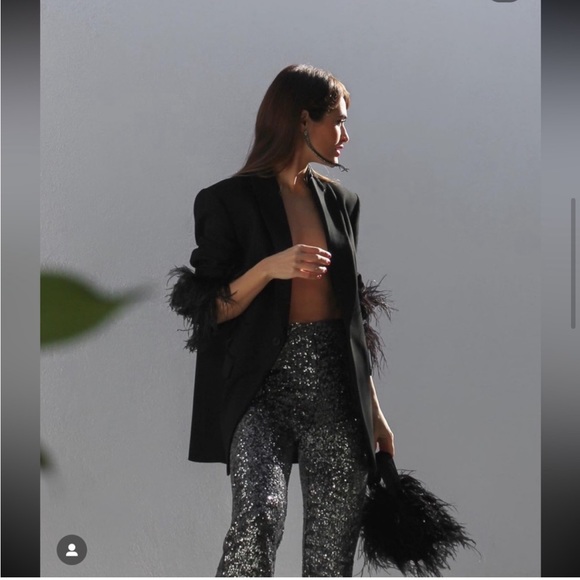 ZARA FLARED SEQUIN LEGGINGS - Picture 11 of 13